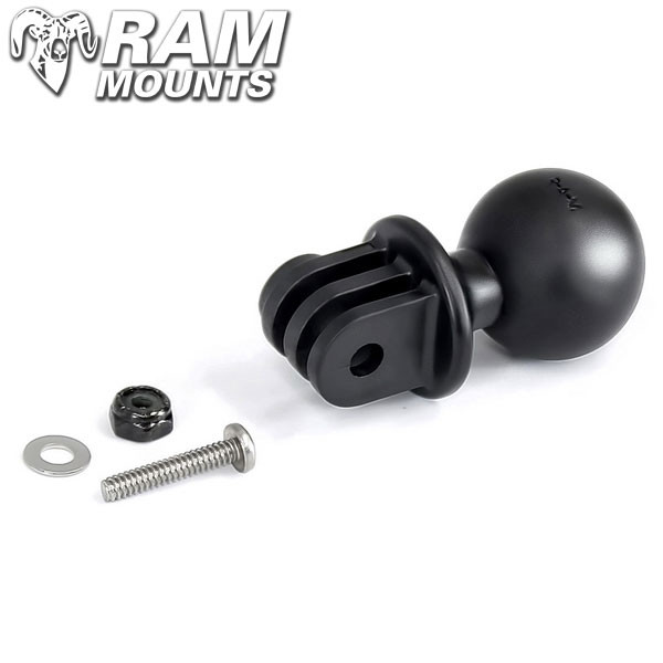 Ram Mounts Handlebar Rail Mount 1" Diameter Ball with Custom GoPro Hero Adapter Sportbike