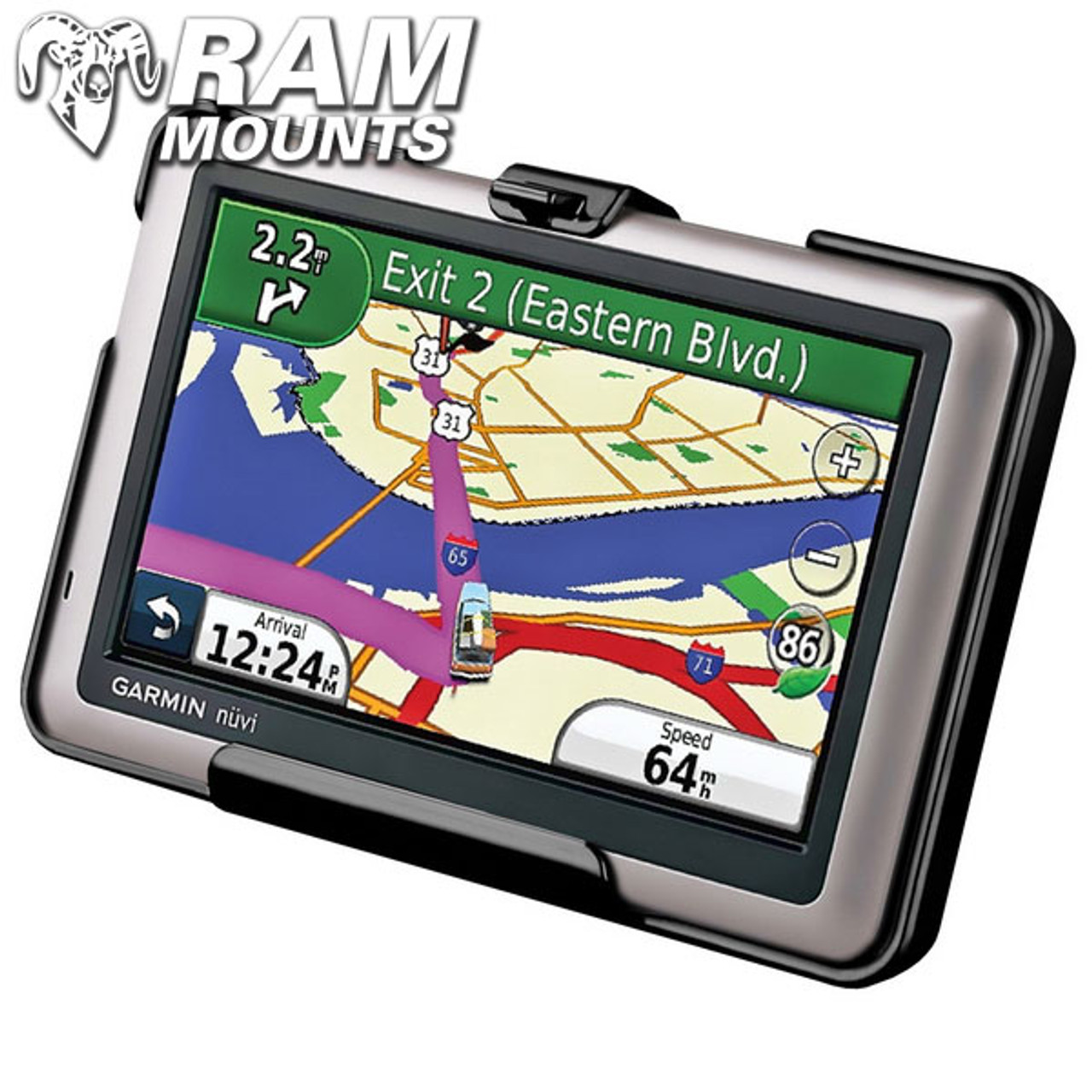 bakke ~ side hundehvalp Ram Mounts Cradle Holder for The Garmin Nuvi 1440, 1450 & 1490T - Sportbike  Track Gear