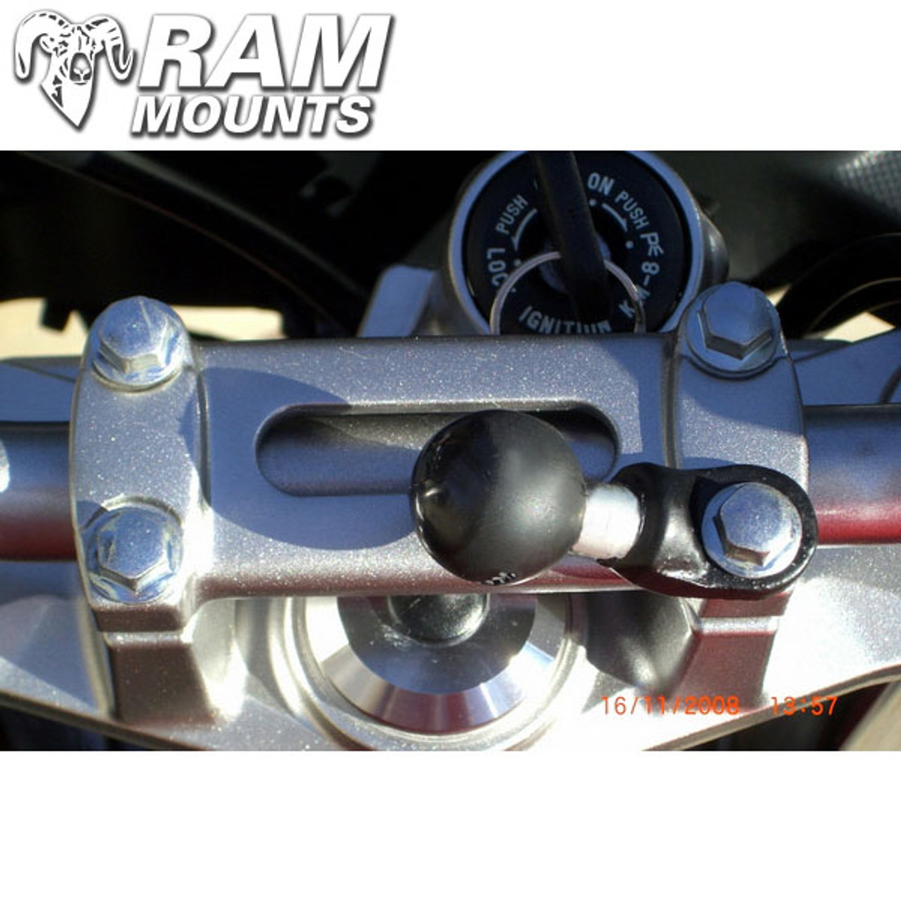 Ram Mounts Motorcycle Base with 9mm Hole and 1" Ball Sportbike Track Gear