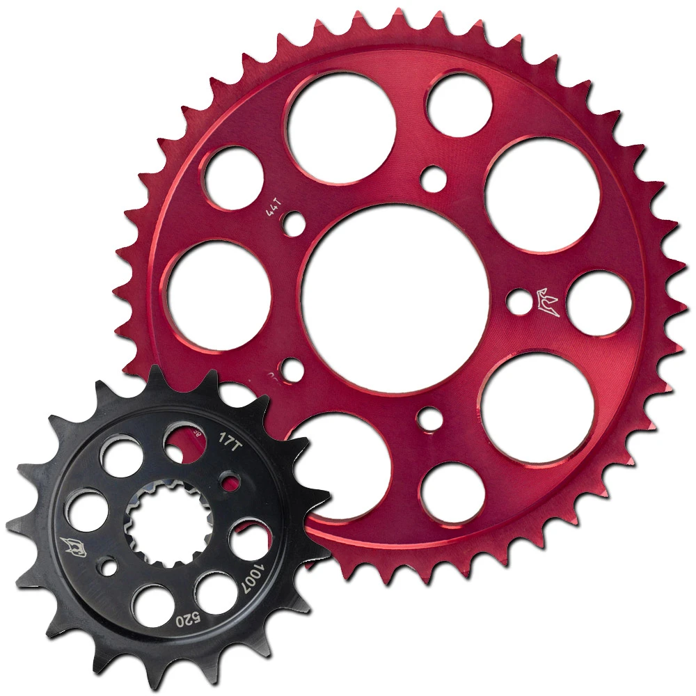 Red O-Ring Drive Chain & Sprockets Kit For Suzuki GSX-R1000 2001-2006 - 530-120 Chain, 122 Links By Caltric 3 thumbnail image