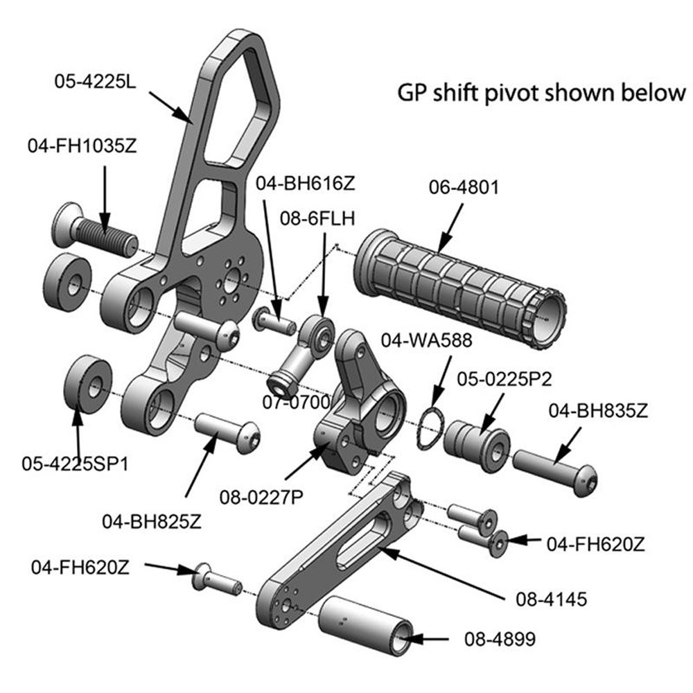 Woodcraft Suzuki SV650 2003-2012 Rearsets Complete Kit Standard Shift