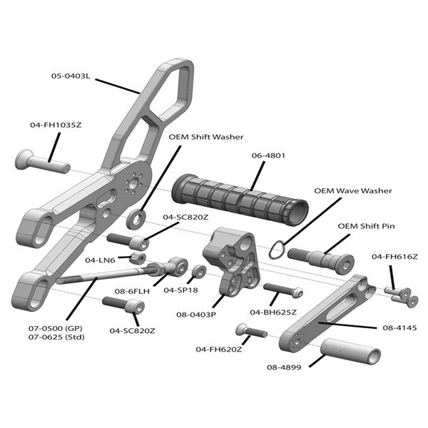 Woodcraft Yamaha R3 20152023 Rearsets Complete Kit