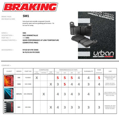 Braking Kawasaki ZX12R 00-03 SM1 Semi Metallic Rear Brake Pads 