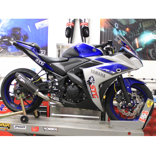 M4 Exhaust Yamaha YZF-R3 15-26 Full Exhaust System Carbon Canister