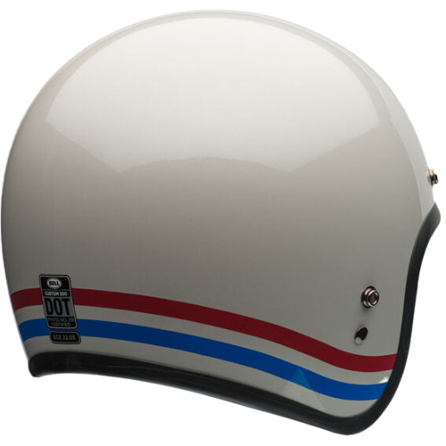 Bell Custom 500 Helmet - 3/4 Open Face Motorcycle Helmet, Pearl White Stripes, Lightweight, 5-Snap Shield Ready