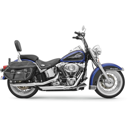 Bassani Xhaust 2008-2011 Harley-Davidson Softail Rocker C FXCWC Firepower Series Slip-On Mufflers - Chrome Slash-Cut Image 1