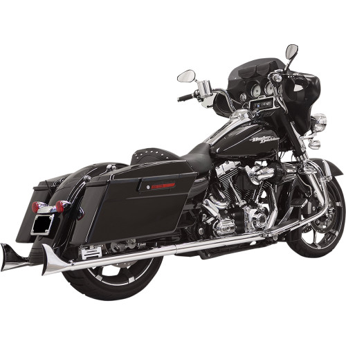Bassani Xhaust 1998-2006 Harley-Davidson Road King Classic EFI FLHRC Fishtail Slip-On Mufflers - 33" Chrome w/ Baffle Image 1