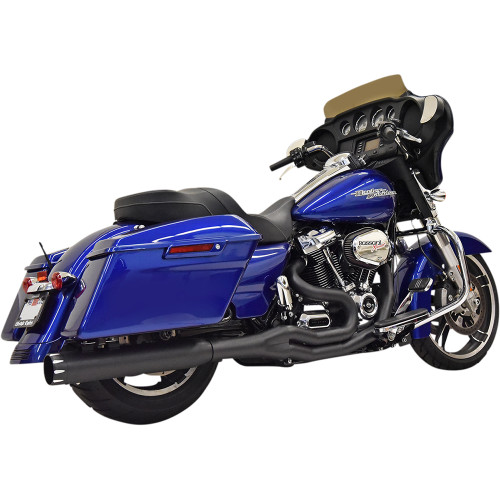 Bassani Xhaust 2017-2025 Harley-Davidson Electra Glide Police FLHTPI Road Rage 2-into-1 Exhaust System - Black Image 1