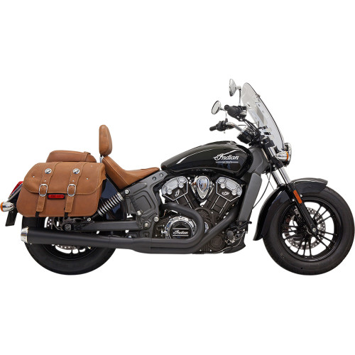 Bassani Xhaust 2018-2024 Indian Scout Bobber ABS Road Rage 2-to-1 Exhaust System - Black Long Image 1