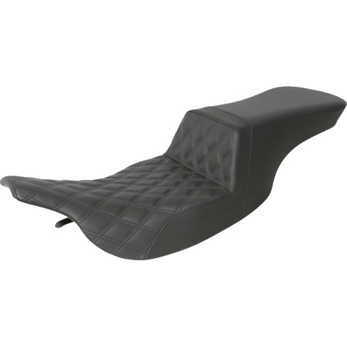 Saddlemen 1997-2007 Harley-Davidson Electra Glide Classic FLHTC Tour Step-Up Seat Black Rear Lattice Stitch Image 1