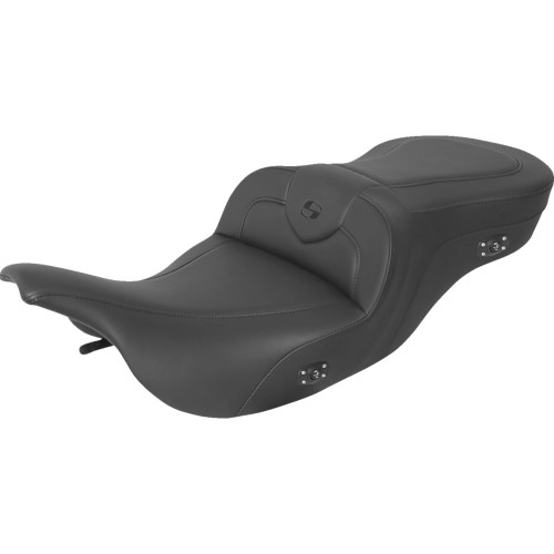 Saddlemen 1997-2006 Harley-Davidson Electra Glide Police FLHTP Heated RoadSofa Seat - Without Backrest - Black W/Black Stitching Image 1 Saddlemen 1997-2006 Harley-Davidson Electra Glide Police FLHTP Heated RoadSofa Seat - Without Backrest - Black W/Black Stitching Image 1