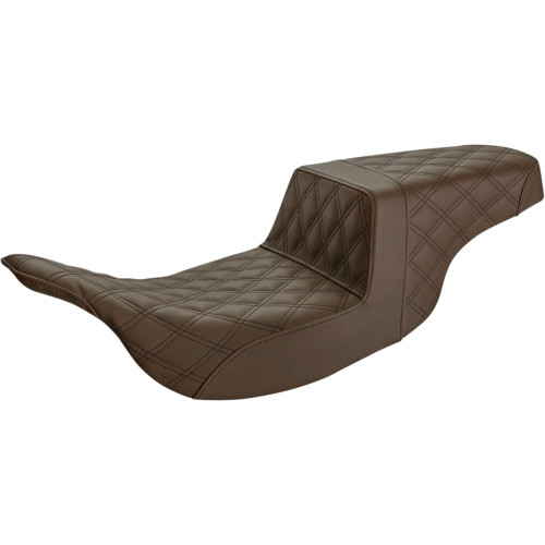 Saddlemen 1997-2007 Harley-Davidson Electra Glide Ultra Classic FLHTCU Step-Up Seat Full Lattice Stitch Brown Image 1