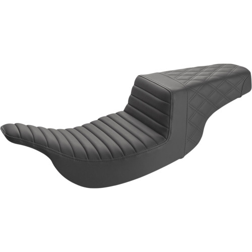 Saddlemen 1997-2006 Harley-Davidson Electra Glide Ultra Classic FLHTCU Step-Up Seat Rear Lattice Stitch/Front Tuck-n-Roll Black Image 1