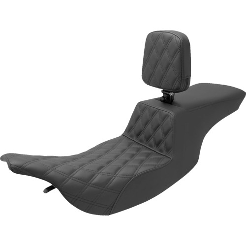 Saddlemen 1997-2007 Harley-Davidson Electra Glide Police FLHTPI Tour Step-Up Seat Black Front Lattice Stitch Image 1