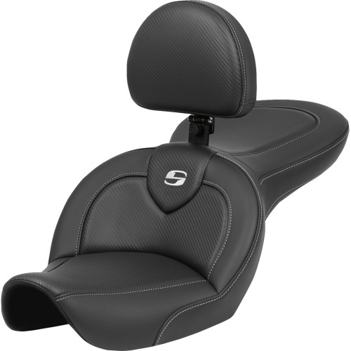 Saddlemen 2001 Harley-Davidson Wide Glide FXDWG2 Roadsofa Seat - with Backrest - Carbon Fiber - FXDWG '96-'03 Image 1