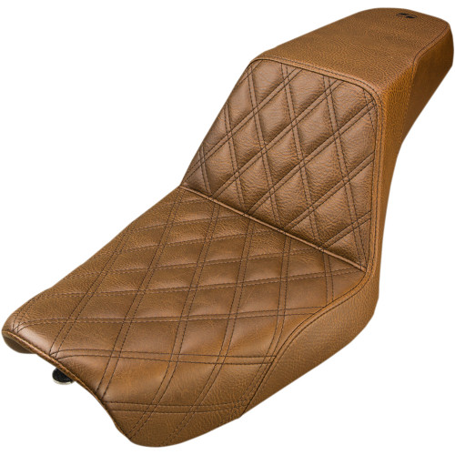Saddlemen 2004-2005 Harley-Davidson Super Glide EFI FXDI Step-Up Seat Front Lattice Stitch Brown Image 1
