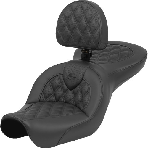 Saddlemen 2004-2005 Harley-Davidson Super Glide FXD Roadsofa Seat - Lattice Stitch - with Backrest - FXD '04-'05 Image 1