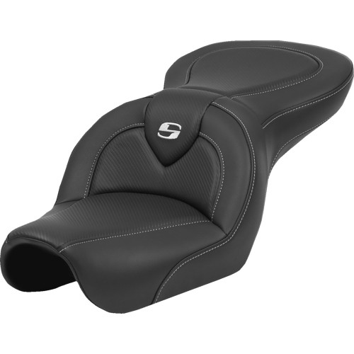 Saddlemen 2004-2005 Harley-Davidson Super Glide Sport FXDX Roadsofa Seat - Carbon Fiber - Black Stitch - without Backrest - FL '04-'05 Image 1