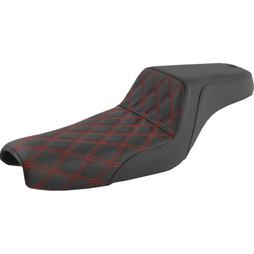 Saddlemen 2004-2006 Harley-Davidson 1200 Custom XLC Step-Up Seat Red Stitching/Front Lattice Stitch Image 1