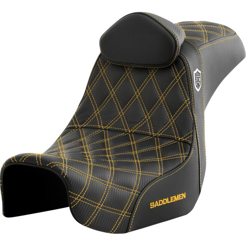 Saddlemen 2006 Harley-Davidson Low Rider FXDL Pro Series SDC Performance Seat - w/ Backrest - Gold Stitch - Dyna '06-'17 Image 1