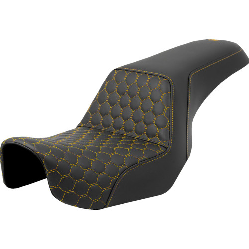 Saddlemen 2006 Harley-Davidson Super Glide FXD Step-Up Seat - Honeycomb - Gold Stitching - Dyna '06-'17 Image 1