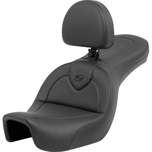 Saddlemen 2006 Harley-Davidson Wide Glide FXDWG Roadsofa Seat - with Backrest - Black/Black Stitching - FXD '06-'17 Image 1