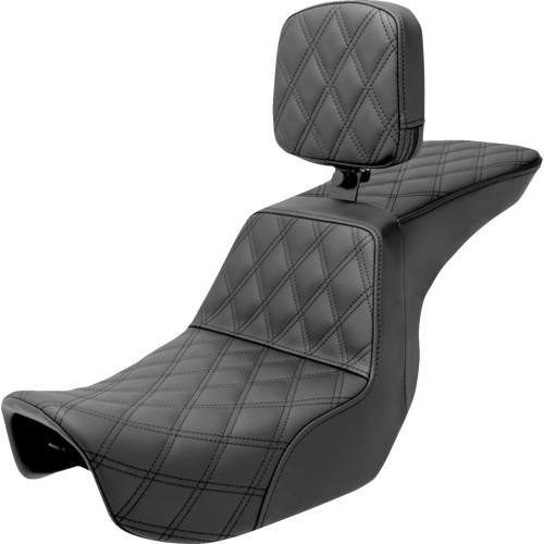 Saddlemen 2006-2009 Harley-Davidson Low Rider EFI FXDL Tour Step-Up Seat Black Full Lattice Stitch Image 1