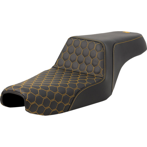 Saddlemen 2006-2010 Harley-Davidson 883 Low EFI XLL Step-Up Seat - Honeycomb - Gold Stitching - 3.3 Gal Tank - Sportster '04-'22 Image 1
