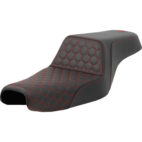 Saddlemen 2006-2010 Harley-Davidson 883 Low EFI XLL Step-Up Seat - Honeycomb - Red Stitching - 3.3 Gal Tank - Sportster '04-'22 Image 1