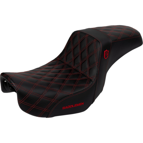 Saddlemen 2006-2014 Harley-Davidson Super Glide Custom EFI FXDCI Pro Series SDC Performance Seat - Carbon Fiber/Lumbar Gripper - Red Stitch - Dyna '06-'17 Image 1