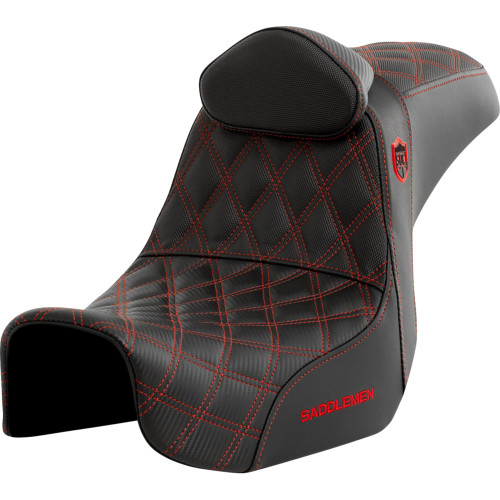 Saddlemen 2008 Harley-Davidson Screamin' Eagle Dyna FXDSE2 Pro Series SDC Performance Seat - w/ Backrest - Red Stitch - Dyna '06-'17 Image 1