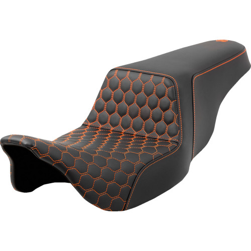 Saddlemen 2008 Harley-Davidson Screamin' Eagle Electra Glide Ultra Classic FLHTCUSE3 Step-Up Seat - Honeycomb - Orange Stitching - FL '08-'23 Image 1 Saddlemen 2008 Harley-Davidson Screamin' Eagle Electra Glide Ultra Classic FLHTCUSE3 Step-Up Seat - Honeycomb - Orange Stitching - FL '08-'23 Image 1