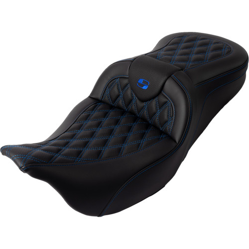 Saddlemen 2008-2009 Harley-Davidson Electra Glide Standard EFI FLHTI Roadsofa Seat - with Backrest - Blue Stitch - FL '08-'23 Image 1 Saddlemen 2008-2009 Harley-Davidson Electra Glide Standard EFI FLHTI Roadsofa Seat - with Backrest - Blue Stitch - FL '08-'23 Image 1
