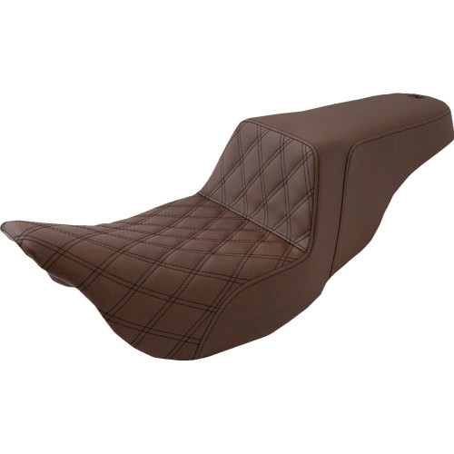Saddlemen 2008-2009 Harley-Davidson Electra Glide Standard EFI FLHTI Step-Up Seat Front Lattice Stitch Brown Image 1