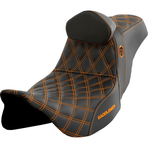 Saddlemen 2008-2013 Harley-Davidson Electra Glide Classic EFI FLHTCI Pro Series SDC Performance Seat - w/ Backrest - Orange Stitch - FLH/FLT '08-'23 Image 1
