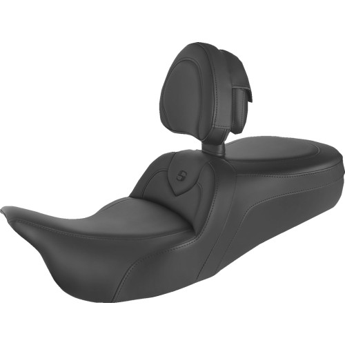 Saddlemen 2008-2019 Harley-Davidson Electra Glide Ultra Classic EFI FLHTCUI Roadsofa Seat - with Backrest - Black/Black Stitch - FLH/FLT '08-'24 Image 1