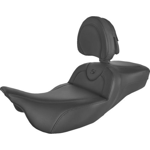 Saddlemen 2008-2023 Harley-Davidson Street Glide EFI FLHX Roadsofa Extended Reach Seat - Black/Black Stitching - w/ Backrest - FL '08-'24 Image 1