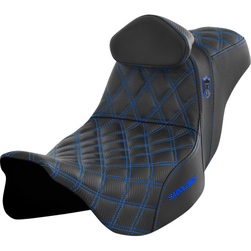 Saddlemen 2009-2013 Harley-Davidson Road King Classic FLHRC Pro Series SDC Performance Seat - w/ Backrest - Blue Stitch - FLH/FLT '08-'23 Image 1