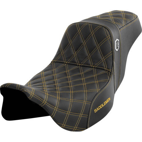 Saddlemen 2009-2013 Harley-Davidson Road King Classic FLHRC Pro Series SDC Performance Seat - w/o Backrest - Gold Stitch - FLH/FLT '08-'23 Image 1