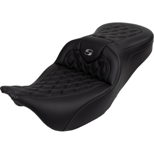 Saddlemen 2009-2013 Harley-Davidson Road King Classic FLHRC Roadsofa Seat - with Backrest - Dark Gray Stitch - FL '08-'23 Image 1