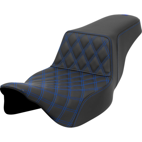 Saddlemen 2009-2013 Harley-Davidson Tri Glide Ultra Classic FLHTCUTG Step-Up Seat - Front Lattice Stitch - Blue Stitch - Extended Reach - FLH/FLT '08-'23 Image 1