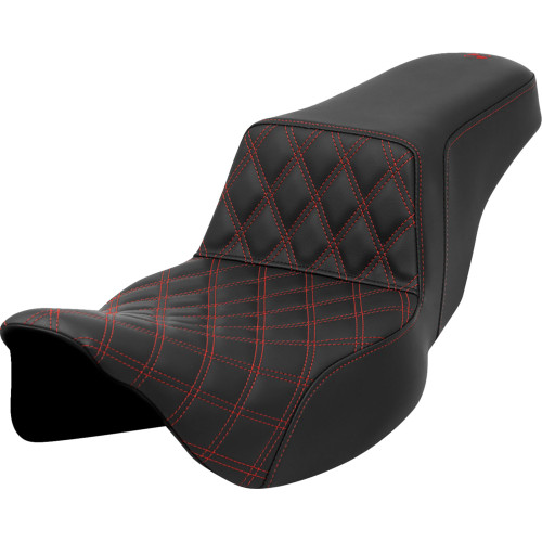 Saddlemen 2009-2013 Harley-Davidson Tri Glide Ultra Classic FLHTCUTG Step-Up Seat - Front Lattice Stitch - Red Stitch - Extended Reach - FLH/FLT '08-'23 Image 1