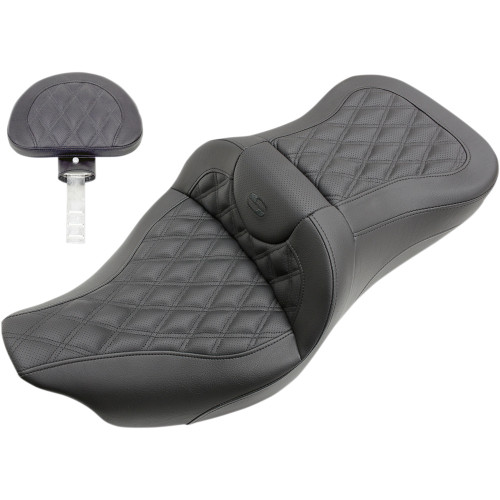 Saddlemen 2010 Harley-Davidson CVO Street Glide FLHXSE Roadsofa Seat - Full Lattice Stitch - with Backrest - FL '08-'24 Image 1