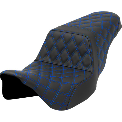 Saddlemen 2010-2013 Harley-Davidson Road Glide Custom FLTRX Step-Up Seat - Lattice Stitch - Blue Stitch - FLH/FLT '08-'23 Image 1