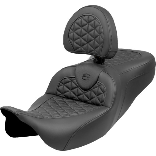 Saddlemen 2010-2024 Harley-Davidson Electra Glide Ultra Limited FLHTK RoadSofa Tri Gripper Seat - Extended Reach - w/ Backrest - FLH/FLT '08-'25 Image 1