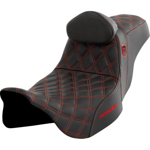 Saddlemen 2012 Harley-Davidson CVO Electra Glide Ultra Classic FLHTCUSE7 Pro Series SDC Performance Seat - w/ Backrest - Red Stitch - FLH/FLT '08-'23 Image 1