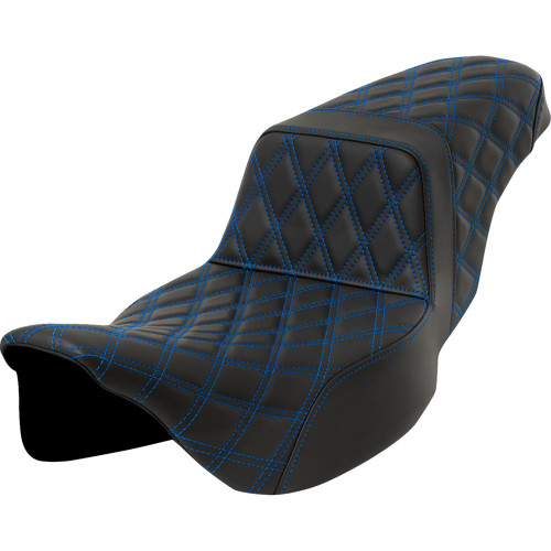 Saddlemen 2012 Harley-Davidson CVO Electra Glide Ultra Classic FLHTCUSE7 Step-Up Seat - Lattice Stitch - Blue Stitch - Extended Reach - FLH/FLT '08-'23 Image 1