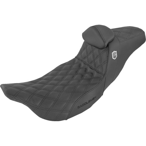 Saddlemen 2012 Harley-Davidson CVO Road Glide Custom FLTRXSE Pro Series SDC Performance Seat - w/ Backrest - Lattice Stitch/Lumbar Gripper - FL '08-'23 Image 1