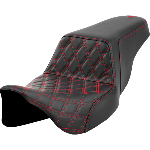 Saddlemen 2012 Harley-Davidson CVO Road Glide Custom FLTRXSE Step-Up Seat - Front Lattice Stitch - Red Stitch - FLH/FLT '08-'23 Image 1