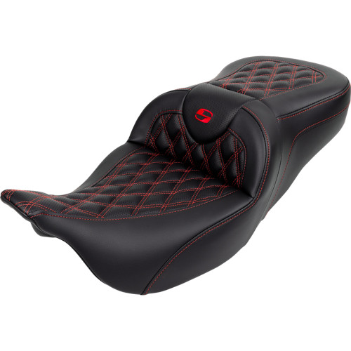 Saddlemen 2012 Harley-Davidson CVO Street Glide FLHXSE3 Roadsofa Seat - with Backrest - Red Stitch - FL '08-'23 Image 1